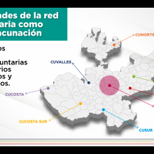 Mapa de Jalisco con los módulos de vacunación