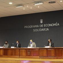Presídium durante la rueda de prensa