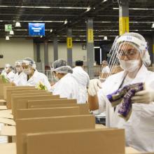 Personas empaquetando despensa