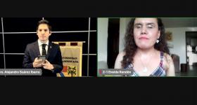 Conductor de los premios y Eneida Guadalupe Rendón Nieblas